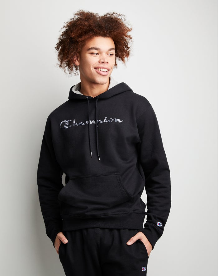 Champion Powerblend Fleece Chasing Waves Hoodie Heren - Zwart - Belgie 8517GJHIN